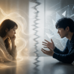 相談で共感を求める女性と解決策を伝える男性のすれ違いを表現したコミュニケーションの対立イメージ