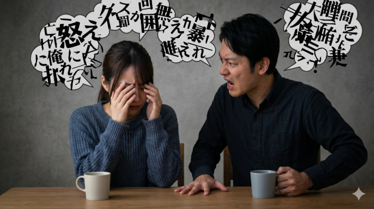 逆ギレして暴言を吐く彼氏と泣いて悲しむ彼女