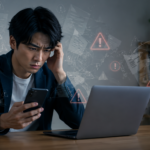 退職代行を調べるほど違法・非弁・トラブルの情報が不安になり、スマホとパソコンを前に判断停止している会社員