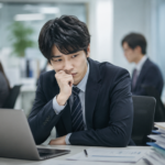 周囲が働くオフィスで、向いていない仕事を辞めるか悩む会社員