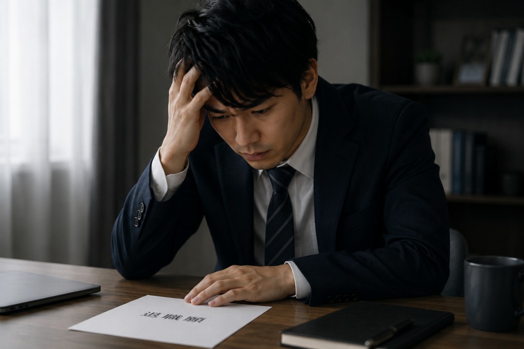 退職願を前に、上司へ退職を伝えられず悩む会社員