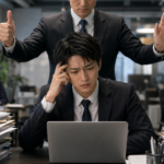 上司から相反する指示を受け、仕事の判断に迷う会社員