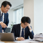 上司から厳しく指示を受け、書類を前に悩む会社員