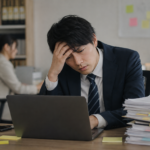 同じ仕事のミスを繰り返し、職場で頭を抱える会社員