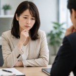 転職エージェントとの面談で、希望条件を言えずに悩む女性